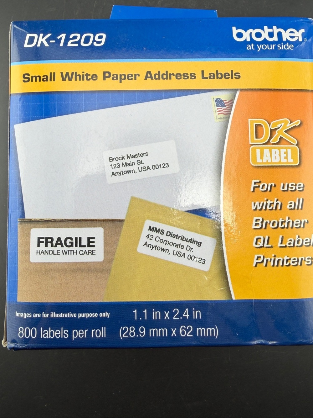 Brother DK-1209 Small Address Labels White 1.1” X 2.4” Roll Of 800 New Sealed